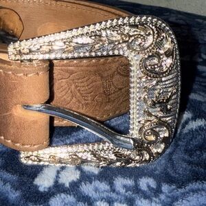 Brown Leather Belt with Silver Buckle